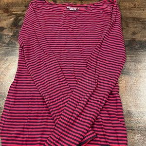 red and navy long sleeve j.crew top